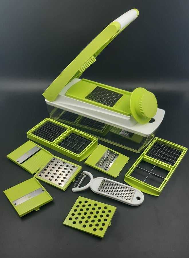 Ganesh Plastic Fruit & Vegetable Chopper Slicer Dicer Grater 14 in 1 (Green) - Image 4